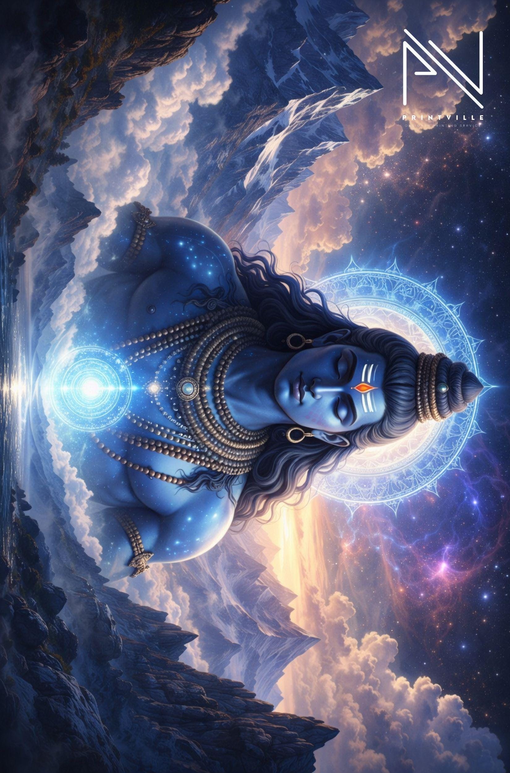 1650x2500 Cosmic Lord Shiva Wall Art. Mahadev Universe Artwork. Celestial Shiva Spiritual Meditation Home Decor