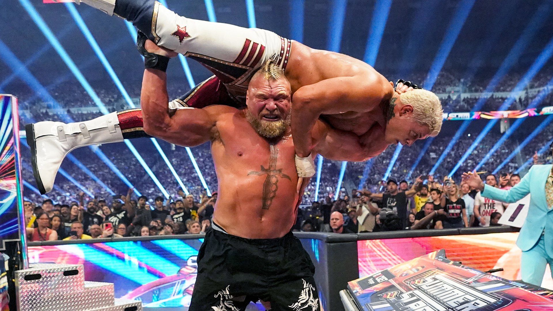 1920x1080 Brock Lesnar Hits Cody Rhodes With An F 5ounce Table: SummerSlam 2023 Highlights