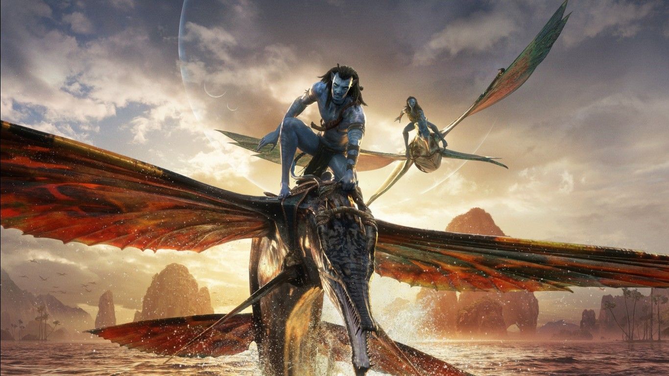 1366x768 Zoe Saldana Neytiri Sam Worthington Jake Sully Kate Winslet Ronal Sigourney Weaver Kiri Stephen Lang Miles Quaritch HD Avatar The Way of Water Wallpaper