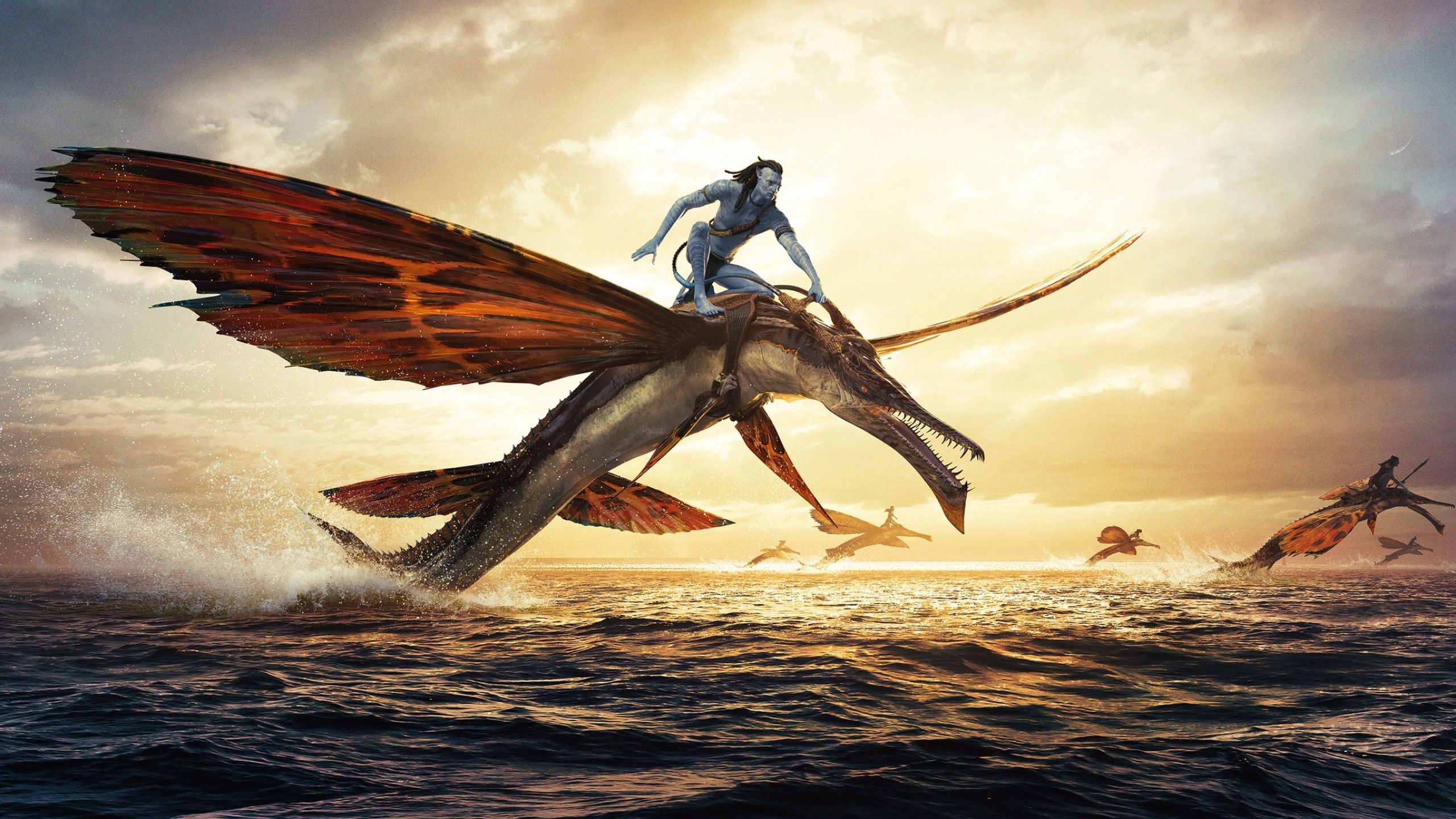2560x1440 Stephen Lang Miles Quaritch Zoe Saldana Neytiri Kate Winslet Ronal Sam Worthington Jake Sully Sigourney Weaver Kiri HD Avatar The Way of Water Wallpaper