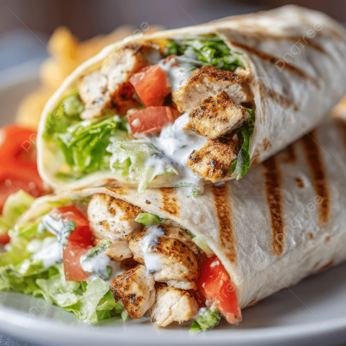1200x1200 Chicken Wrap With Grilled Lettuce Tomato And Ranch Dressing In A Tortilla, Chicken, Wrap, Healthy Background Image And Wallpaper for Free Download