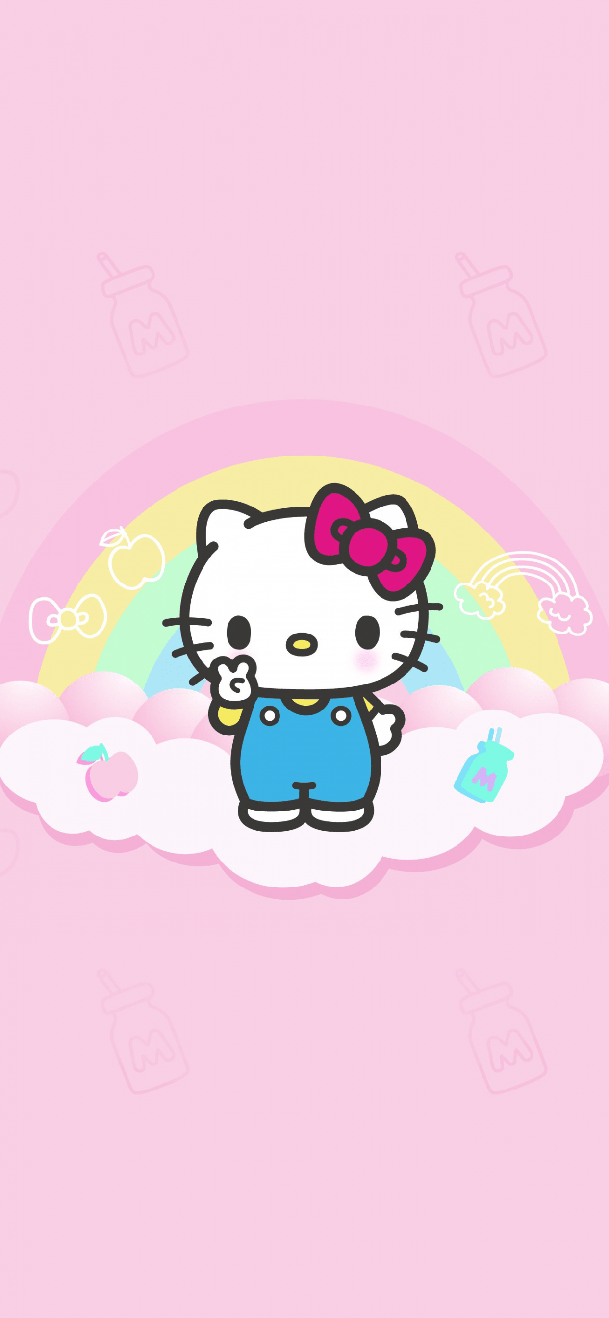 1242x2688 Hello Kitty Wallpaper 4K, Minimalist, Pink background