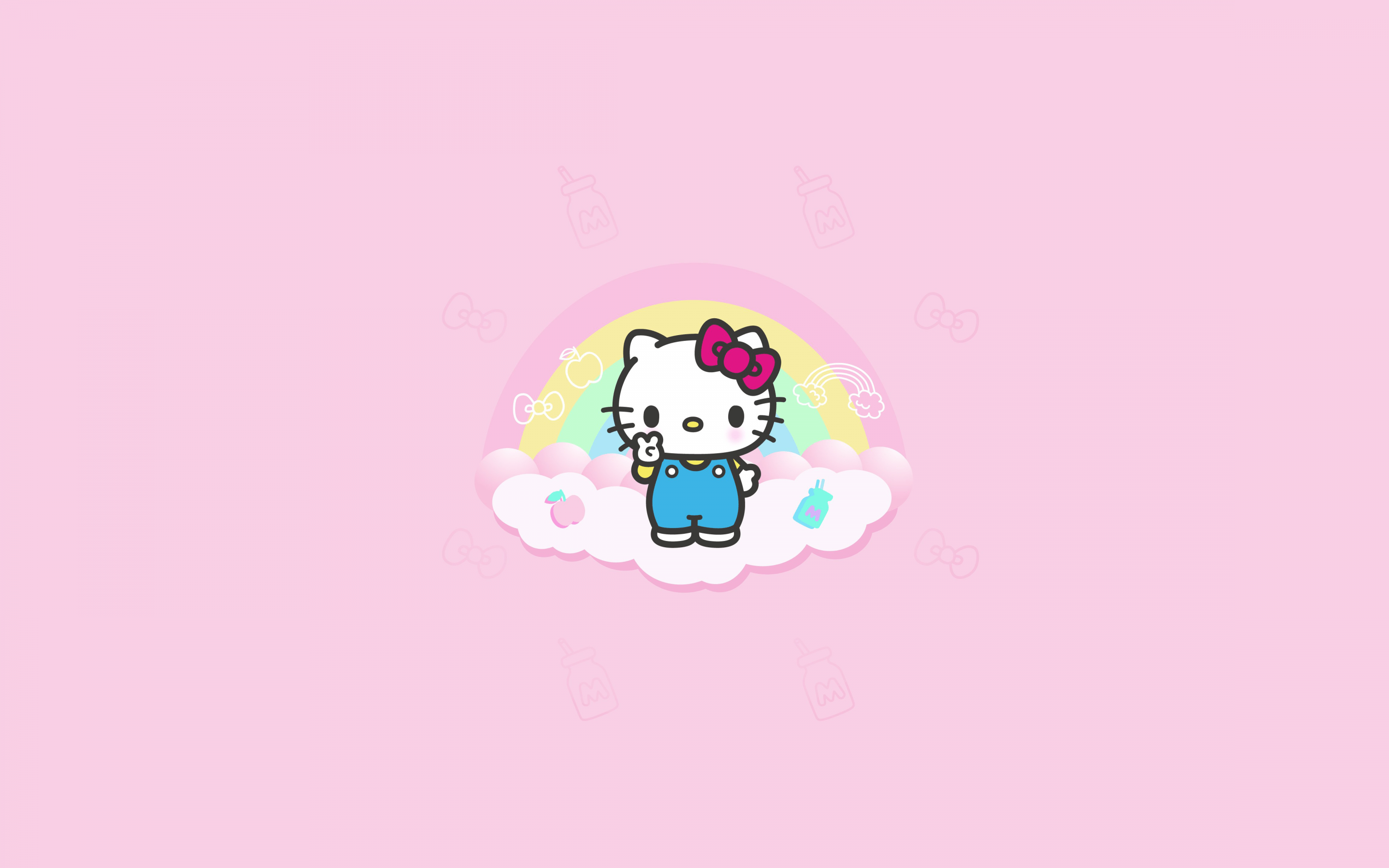 2880x1800 Hello Kitty Wallpaper 4K, Minimalist, Pink background