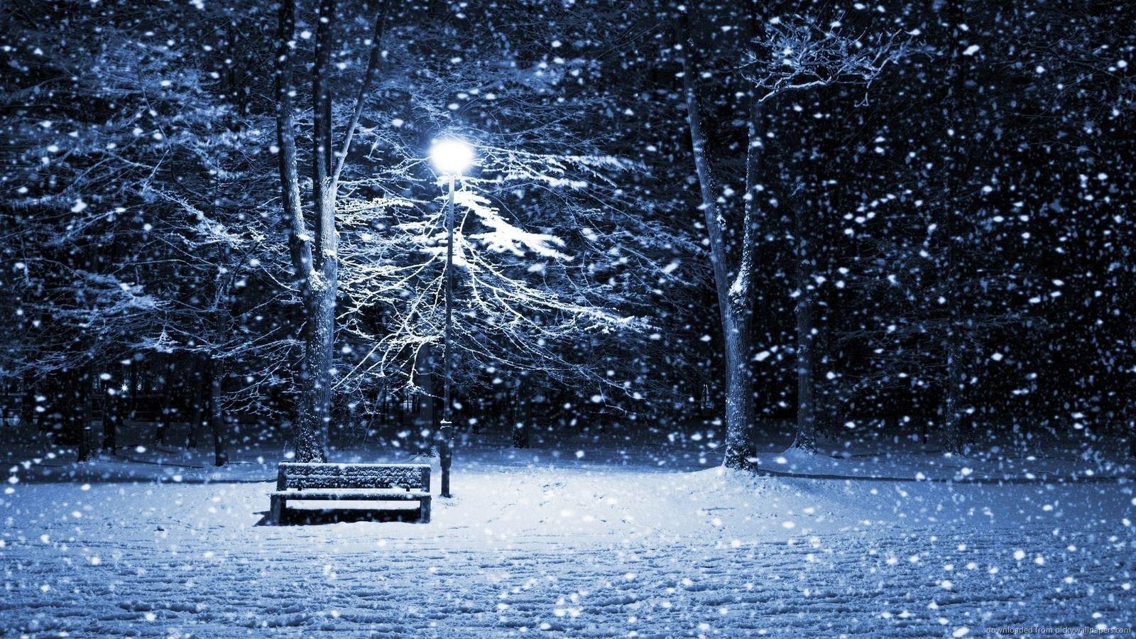 1600x900 Snowy Night Wallpaper 14685