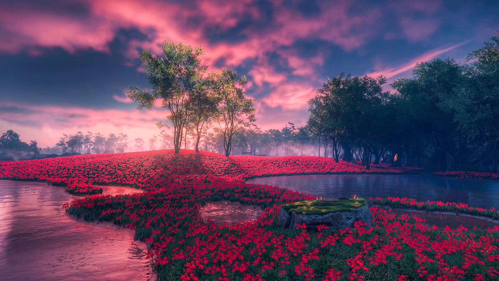 1920x1080 Download Ghost of Tsushima, Scenery, Flowers Wallpaper in 1920x1080 Resolution