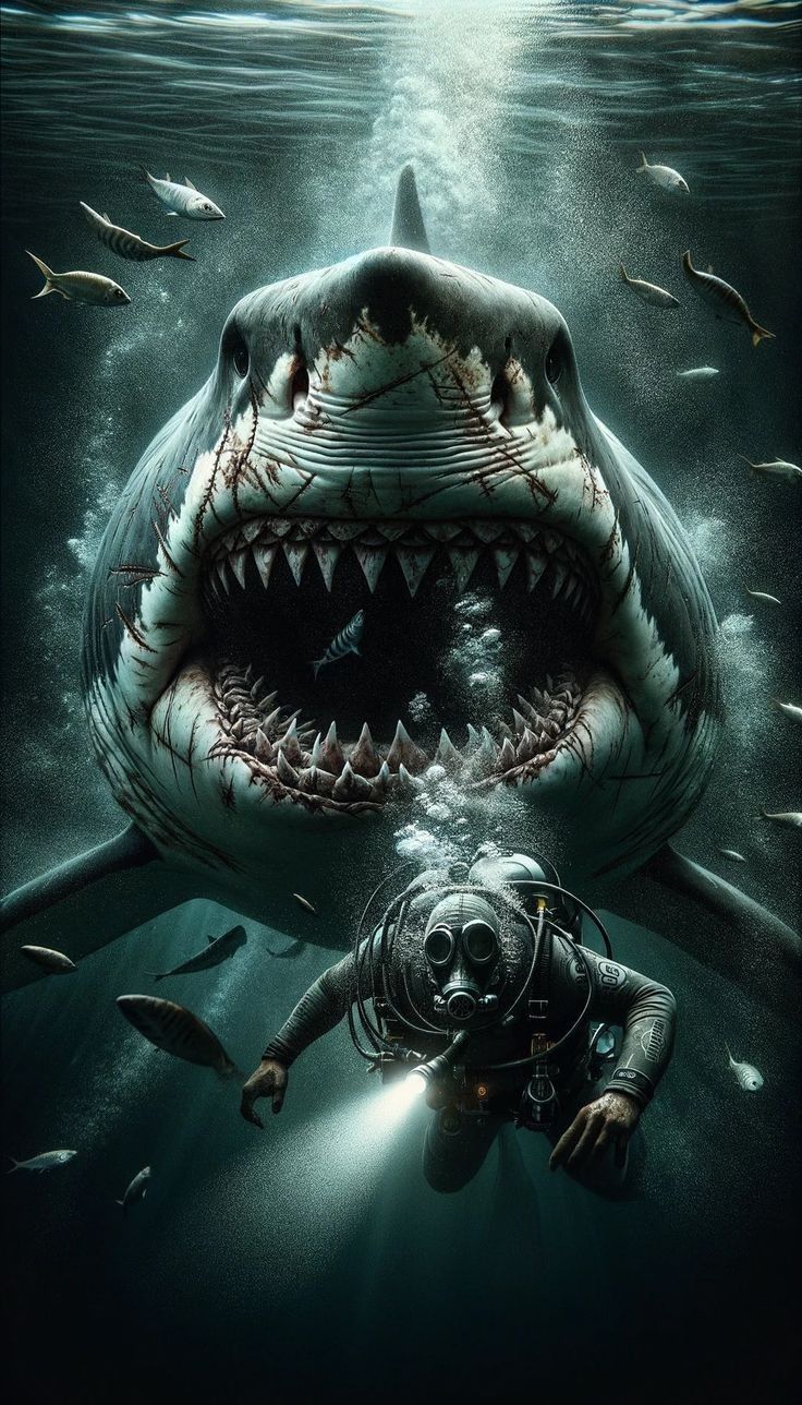 736x1288 Megalodon artwork. Most dangerous shark, Sharks scary, Shark photo