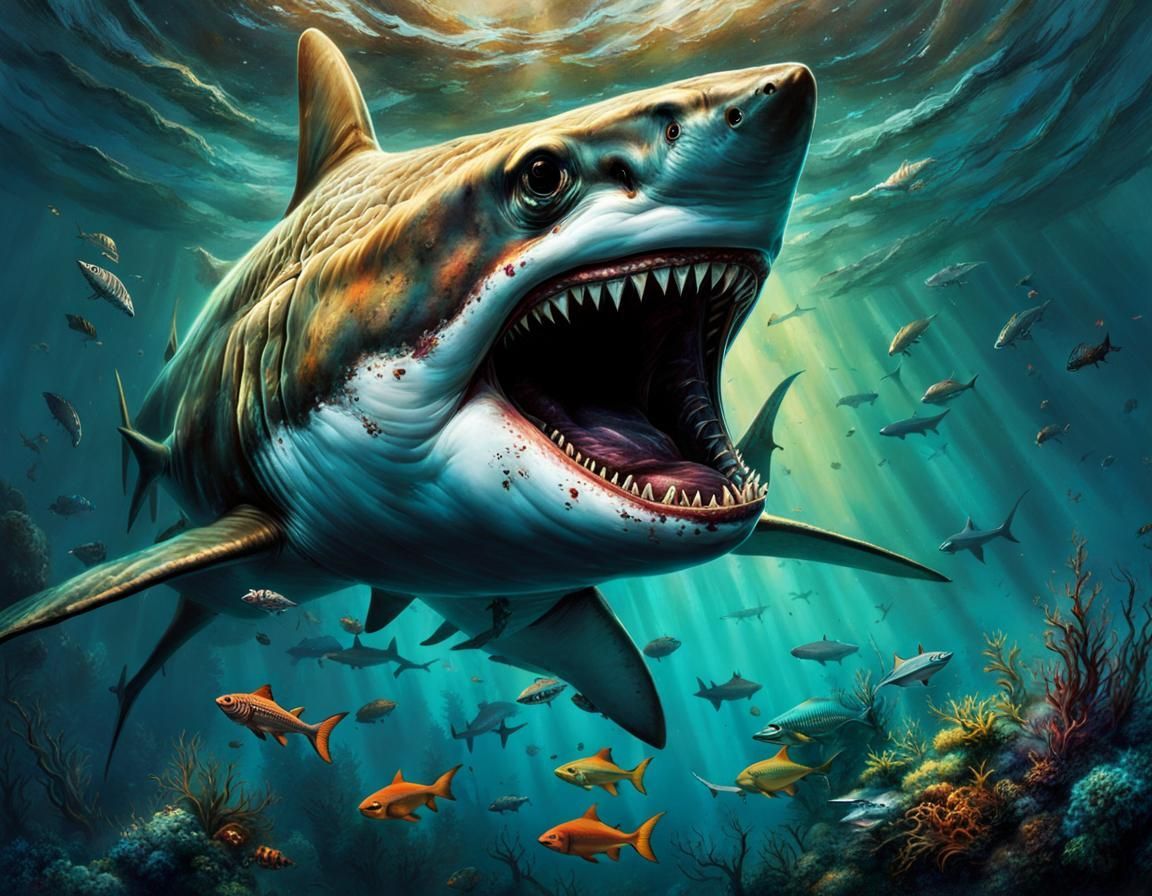 1152x896 Horrible shark Shark in Stunning Underwater Scen