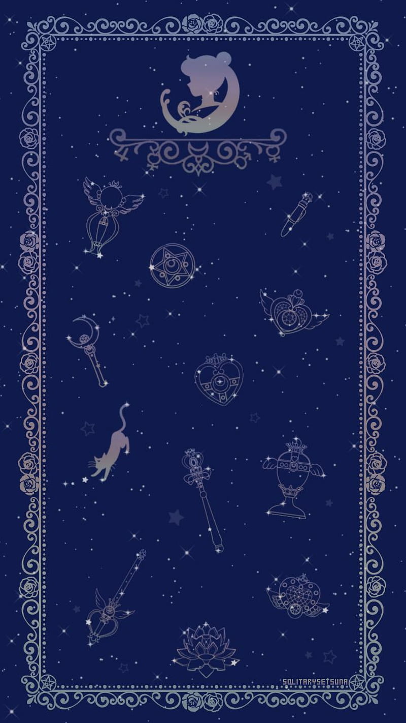 800x1422 Sailor moon, moon, pattern, purple, sailor, HD phone wallpaper