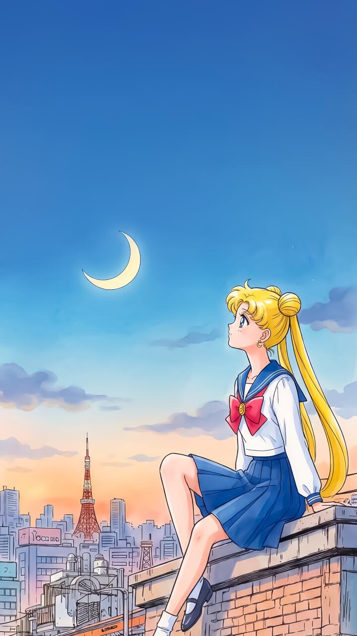 720x1280 Sailor Moon City Night 4K Wallpaper 1170x2532 Wallpaper For IPhone 12 13 IPhone 12 13 Pro