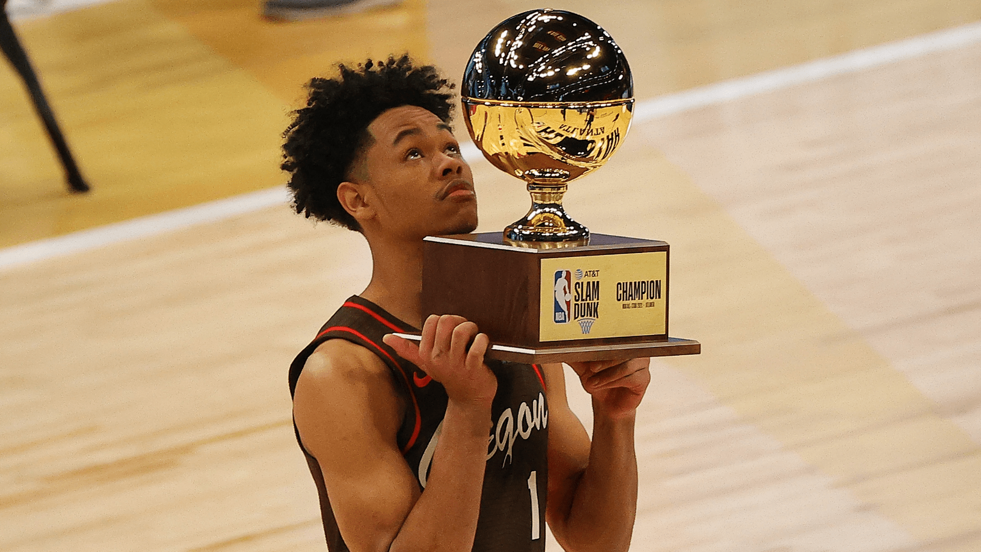 1920x1080 NBA All Star Game 2021: Portland Trail Blazers' Anfernee Simons Wins AT&T Slam Dunk Contest