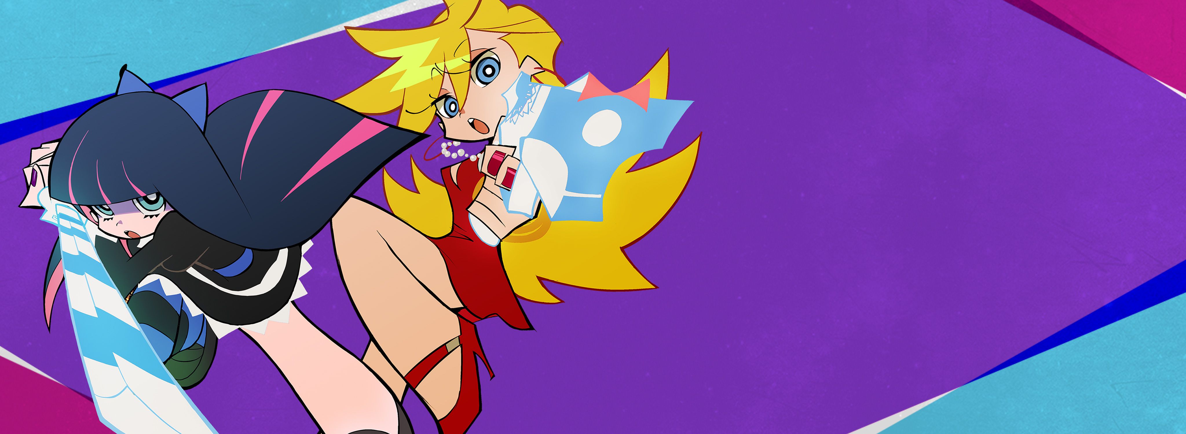 4096x1500 Desktop wallpaper: Panty & Stocking With Garterbelt, Stocking Anarchy, Anime 4K free download for PC. 533491