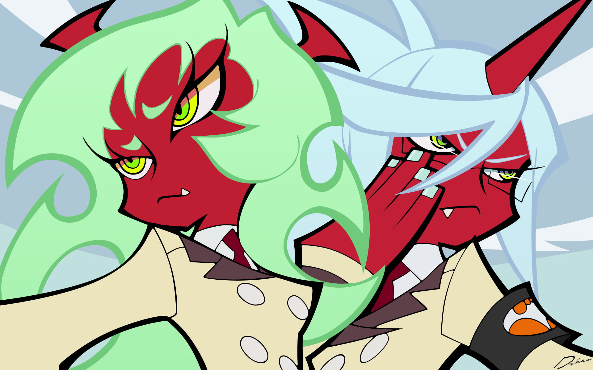 1920x1200 Two red demons clip art, Panty and Stocking with Garterbelt, anime HD wallpaper