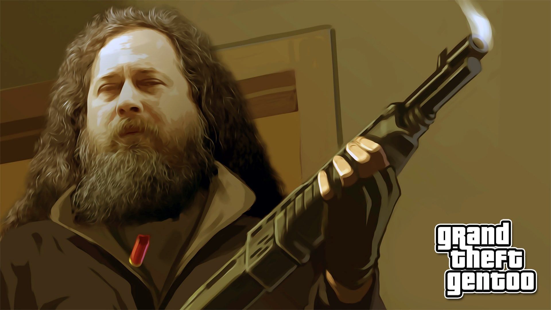 1920x1080 Richard Stallman Grand Theft Gentoo