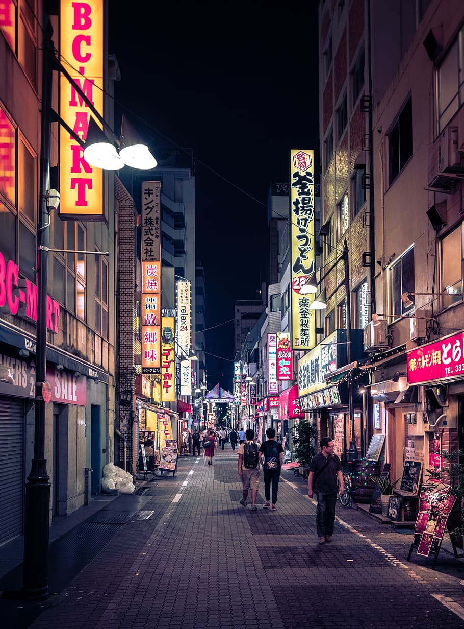 910x1232 tokyo street, city and Urban, hD Wallpaper, japan, lights, neon, night, tokyo