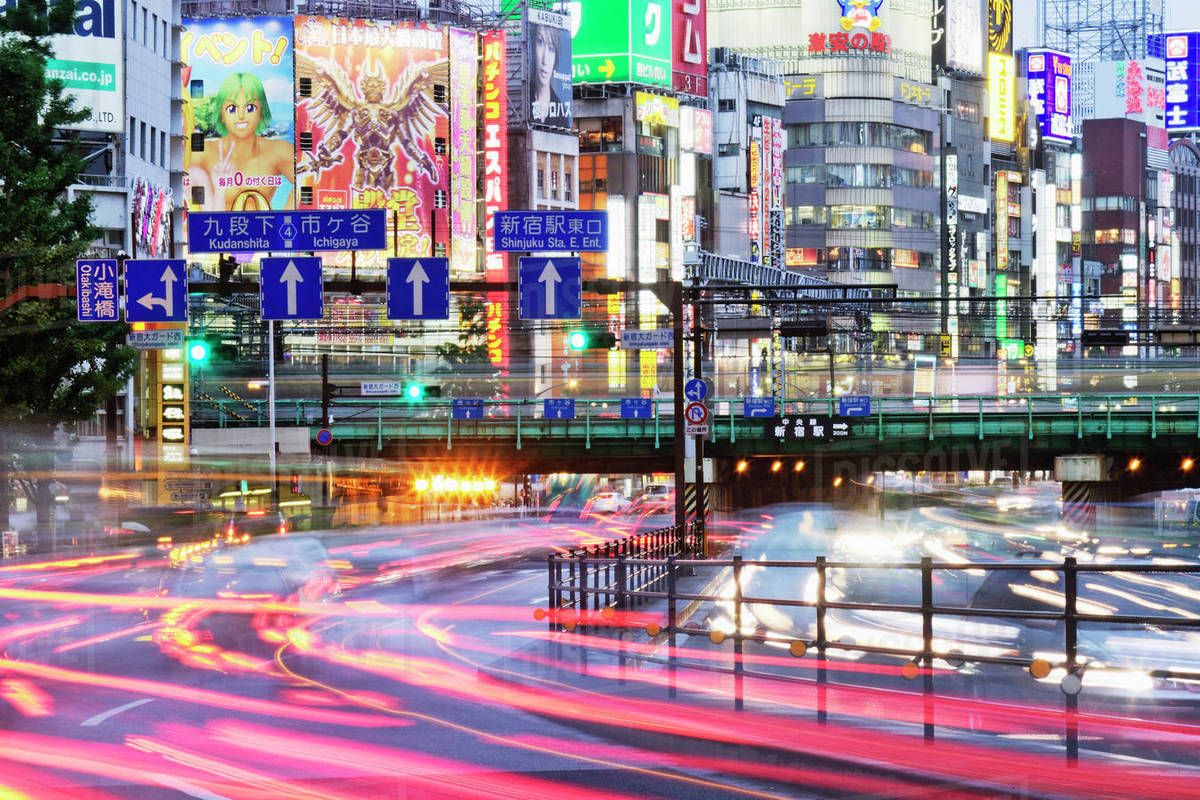 1200x800 Japanese Downtown Traffic At Dusk Free