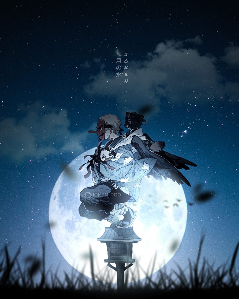 800x1000 Kimetsu children, aesthetic, naruto, moon, demon slayer, japan, nature, tanjiro, HD phone wallpaper