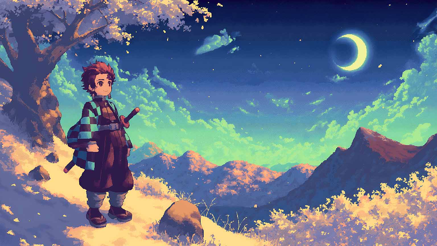 1536x864 Cool Demon Slayer Tanjiro Kamado Glowing Desktop Wallpaper