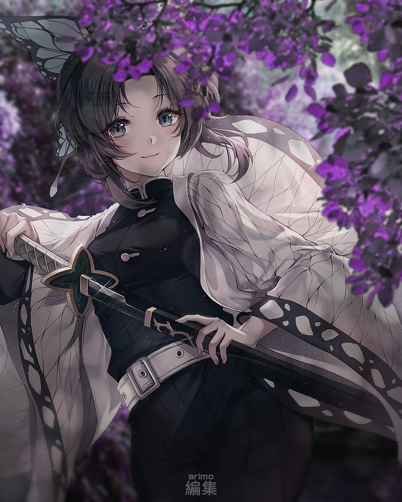 800x1000 Shinobu, anime, butterfly, demon slayer, flower, hashira, iphone, kimetsu no yaiba, HD phone wallpaper