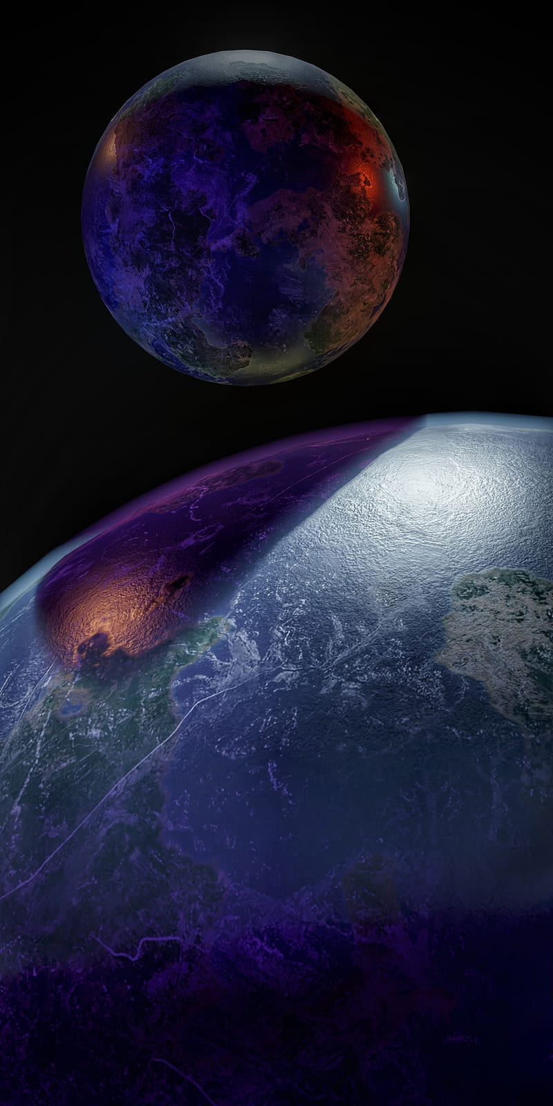 800x1600 ALIEN WORLD, blue, cgi, earth, gold, harley quinn, planet, science, space, stars, HD phone wallpaper