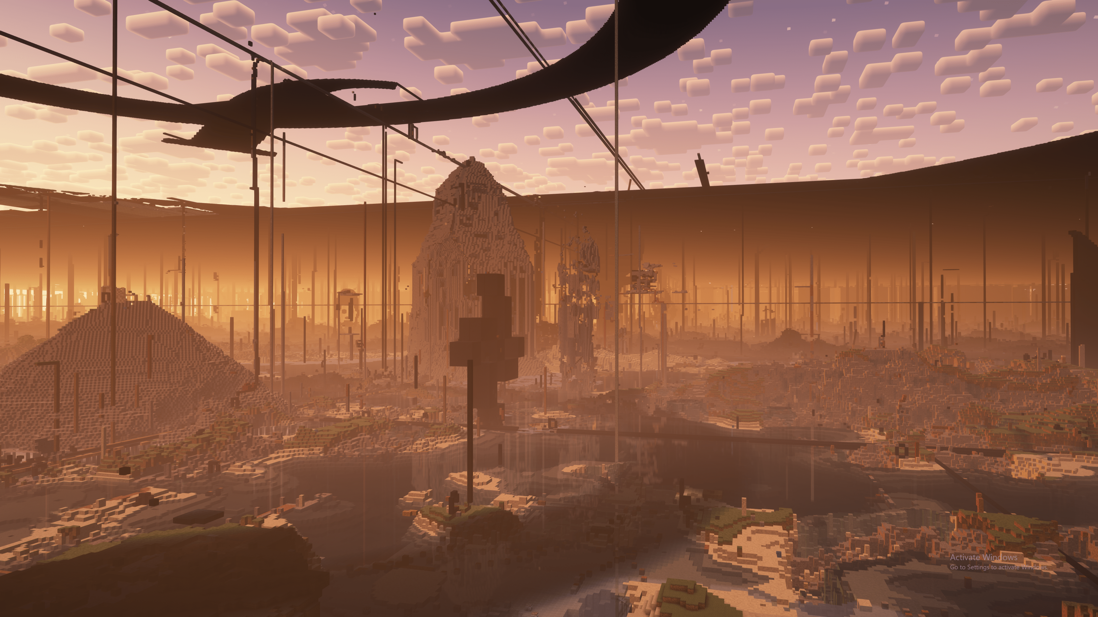 3839x2159 Various picture of 2b2t spawn with Distant Horizons + Shaders