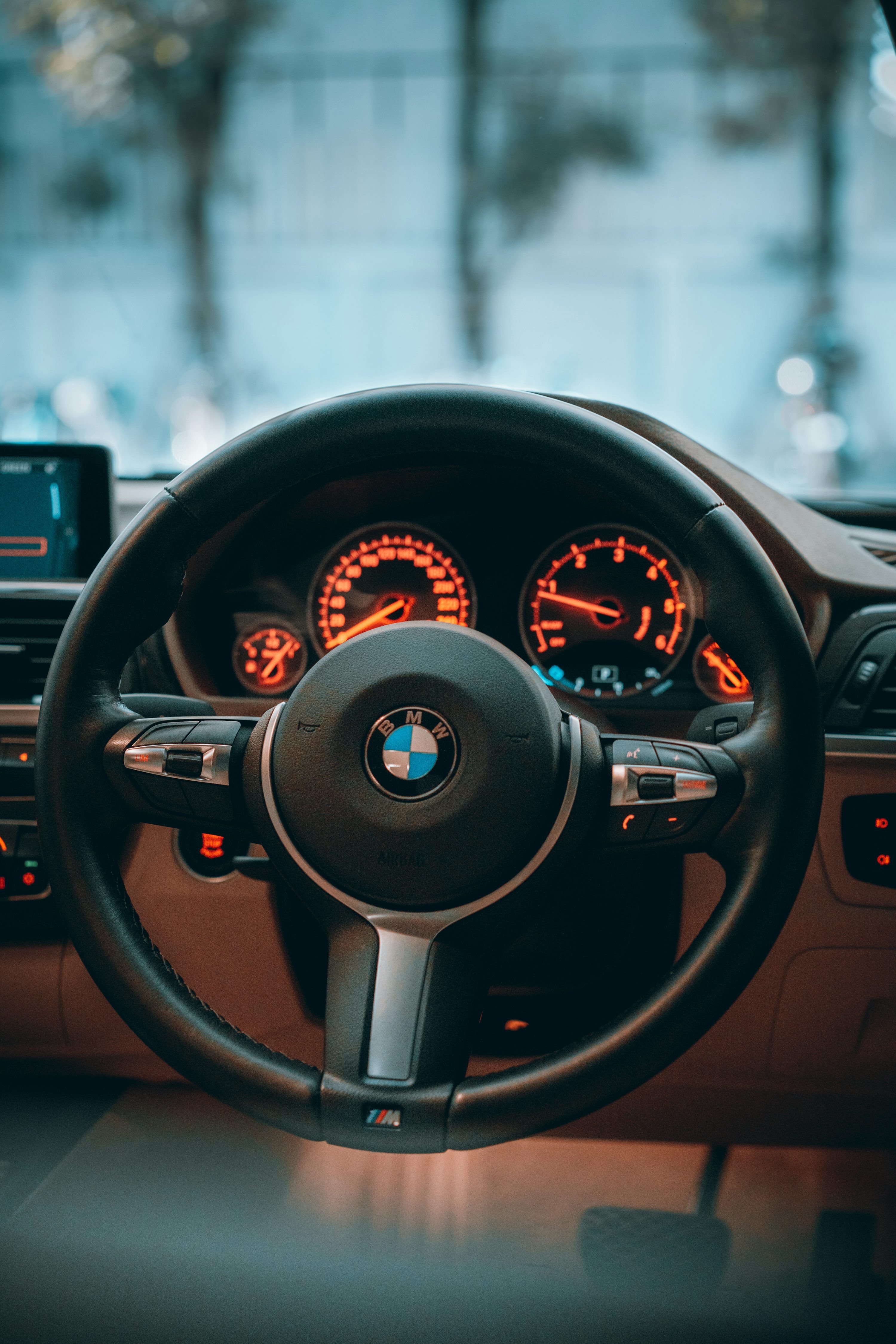 3000x4500 Black bmw car steering wheel photo