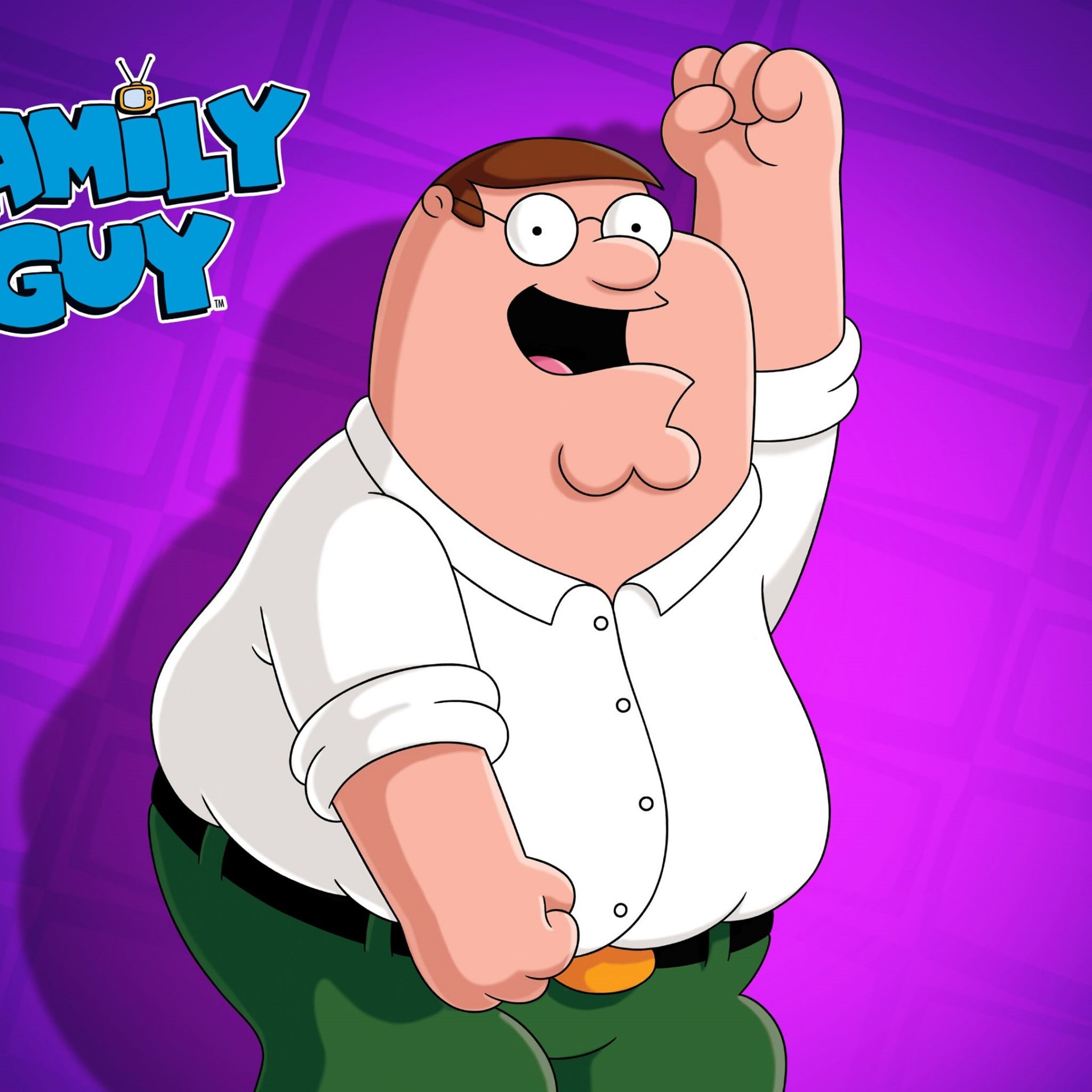 2048x2048 Peter Griffin Wallpaper 4K, Family Guy, Purple background