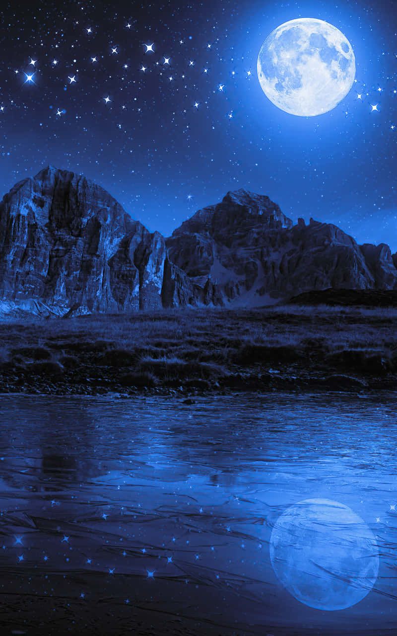 800x1280 Download free Relish The Mystical Magic Of A Perfect Moonlit Night Wallpaper