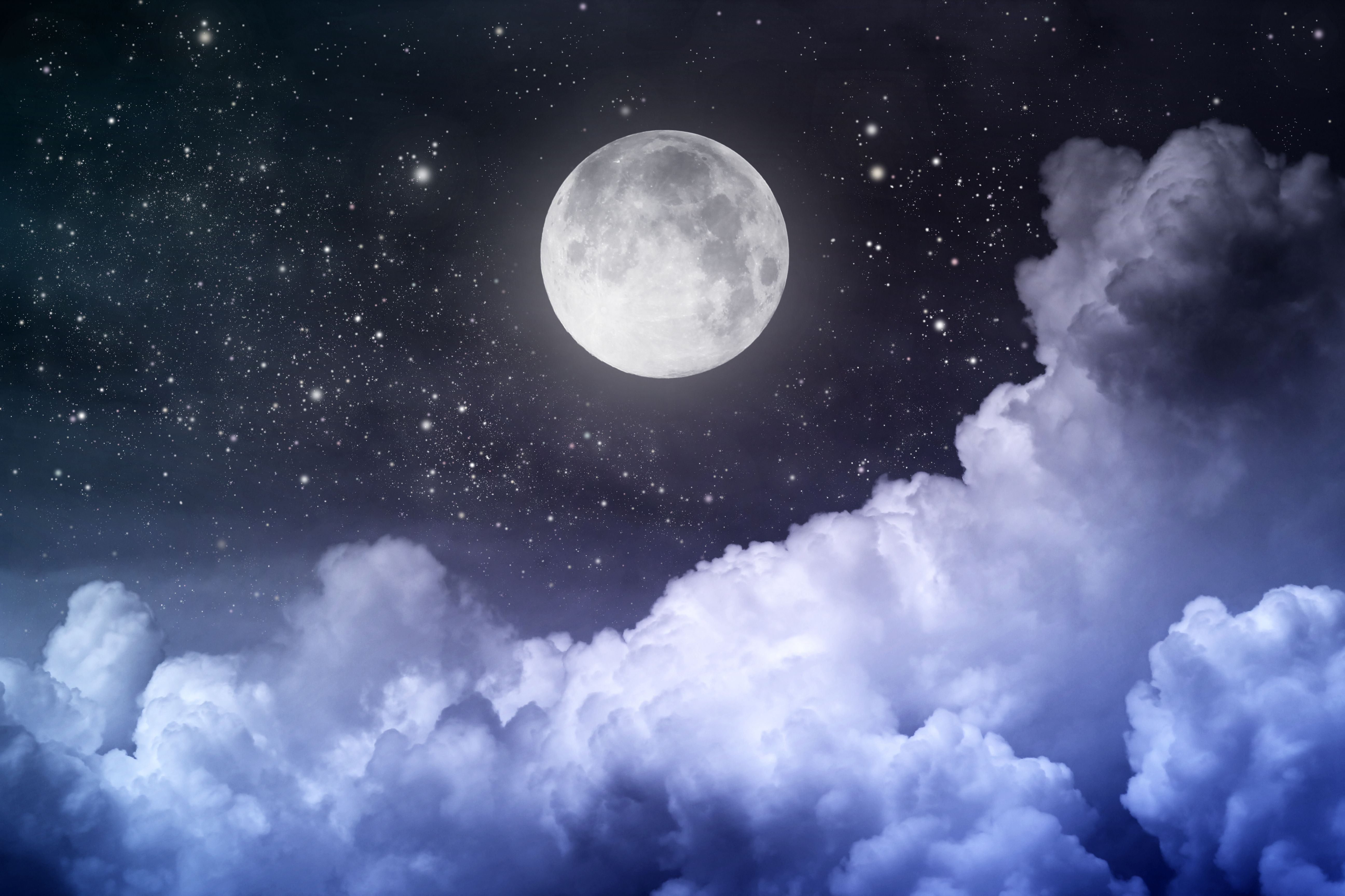 5184x3456 Wallpaper the sky, stars, clouds, landscape, night, the moon, moon, moonlight for mobile and desktop, section пейзажи, resolution 5184x3456