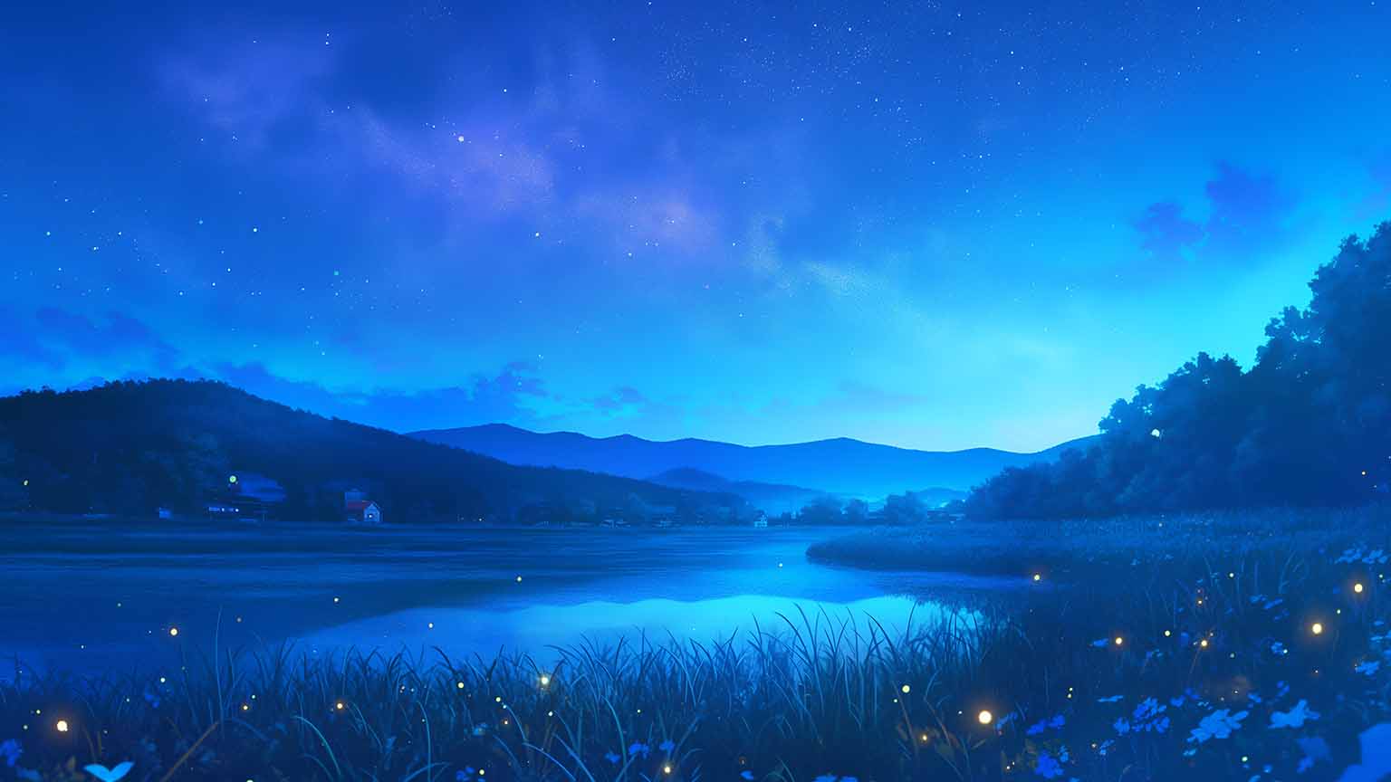 1536x864 Moonlit Lake Tranquil Night Desktop Wallpaper 4K