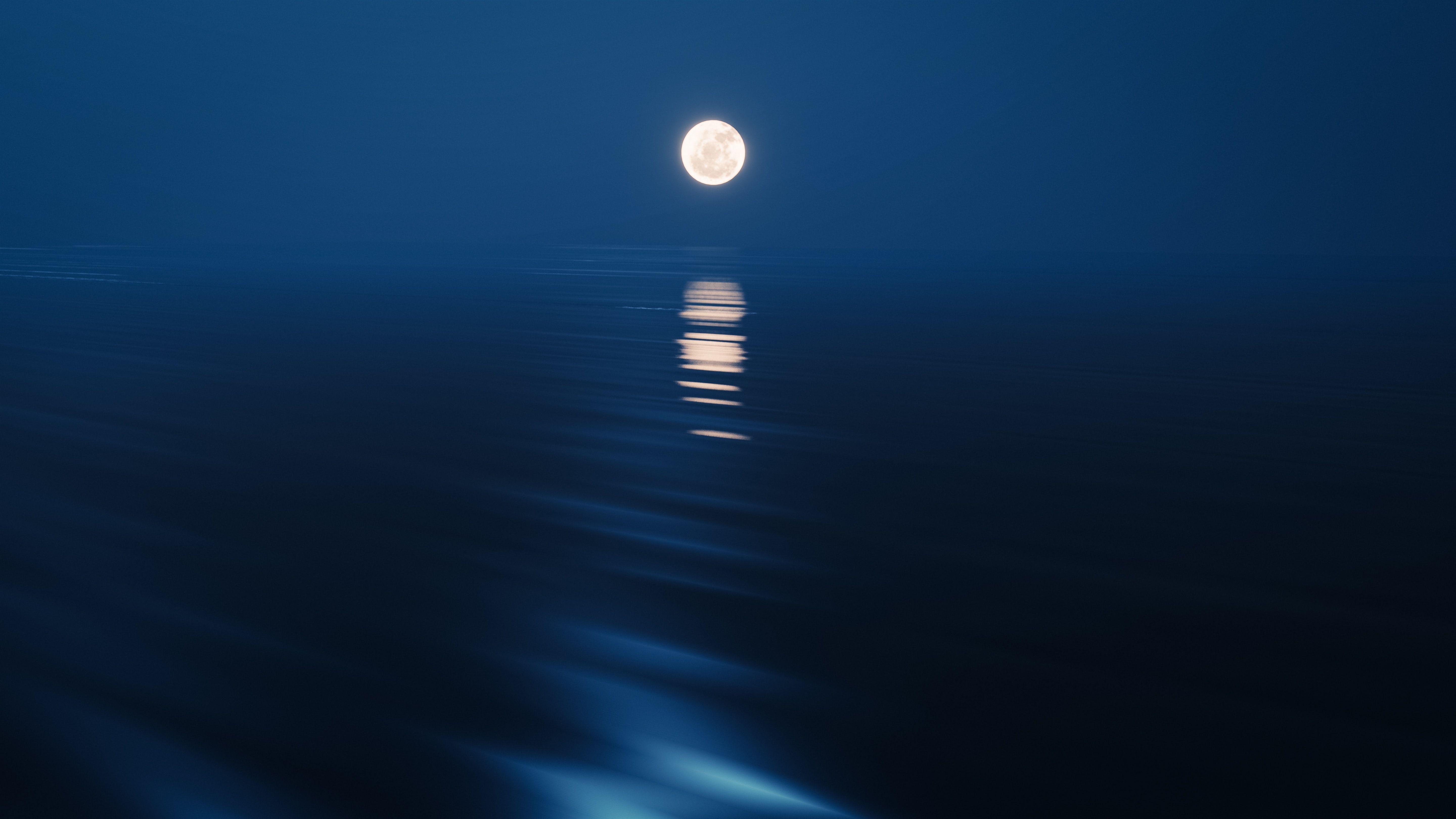 5760x3240 Moon Rising Over The Ocean At Night Wallpaper, HD Nature Wallpaper, 4k Wallpaper, Image, Background, Photos and Picture