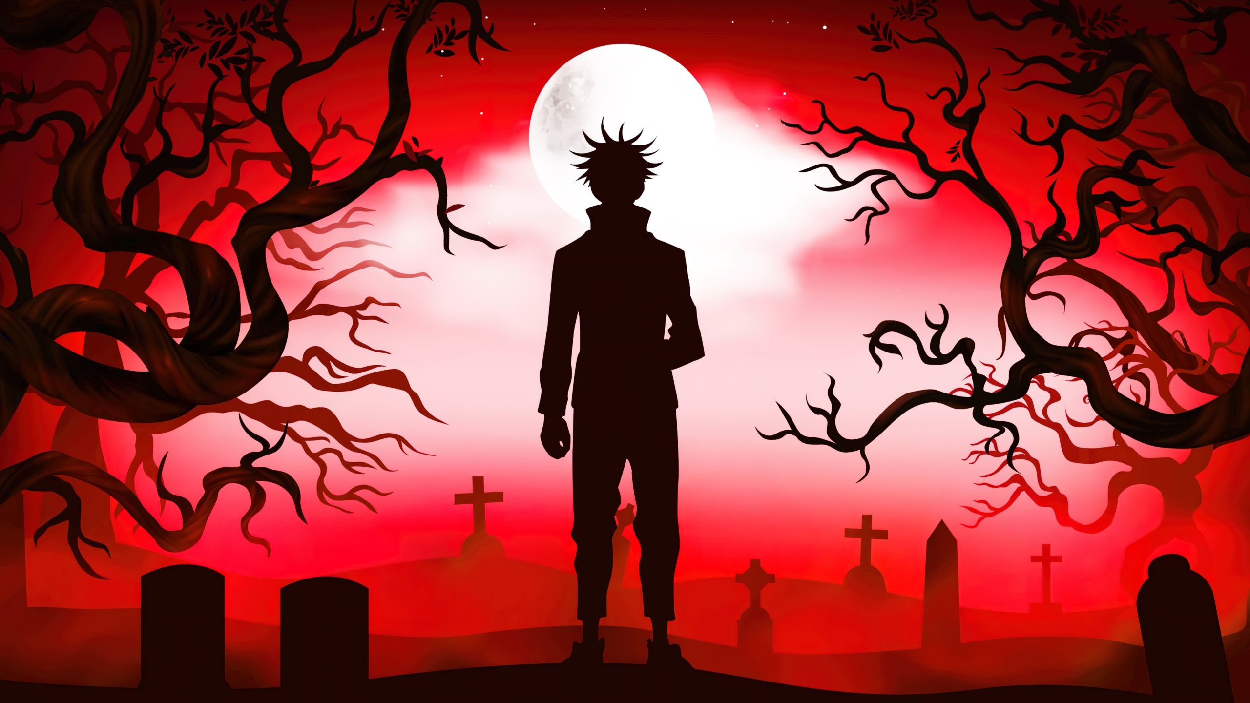 2560x1440 Megumi Fushiguro Wallpaper 4K, Silhouette, Jujutsu Kaisen