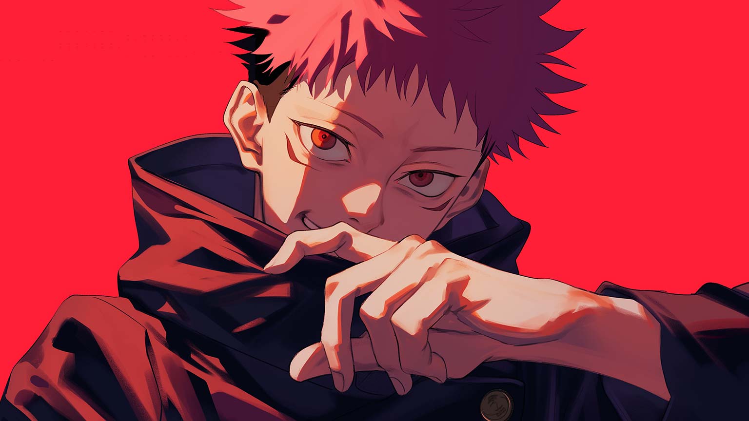 1536x864 Jujutsu Kaisen Yuji Itadori Red Background Desktop Wallpaper 4K
