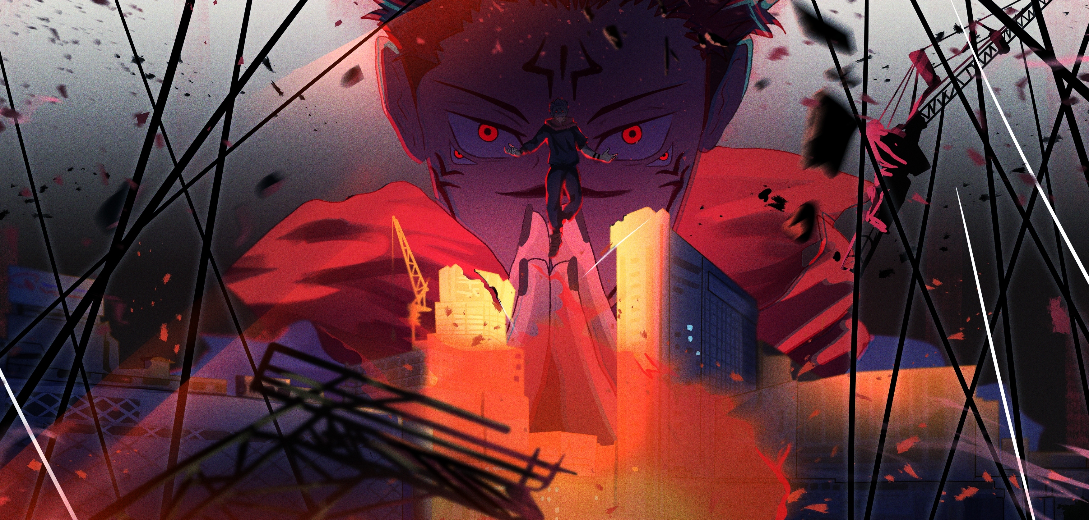 3502x1674 Sukuna Cool Jujutsu Kaisen Art Wallpaper, HD Anime 4K Wallpaper, Image and Background