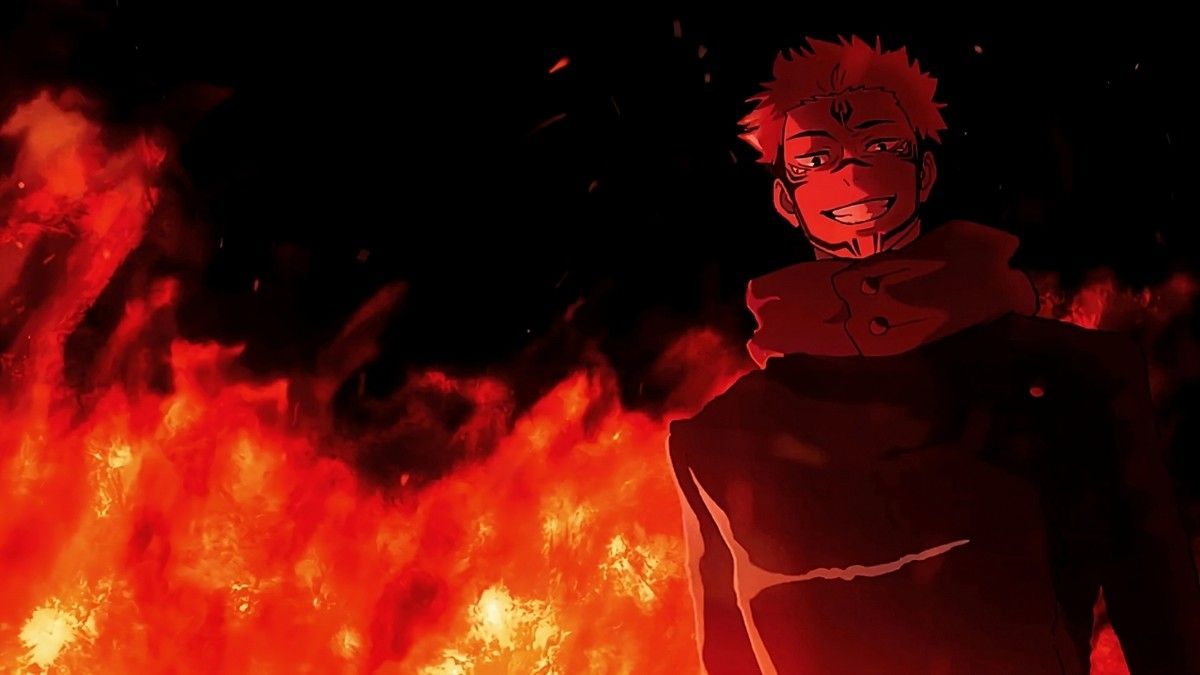 1200x675 Anime jujutsu kaisen sukuna fire mappa screenshot Playmat Gaming Mat Desk