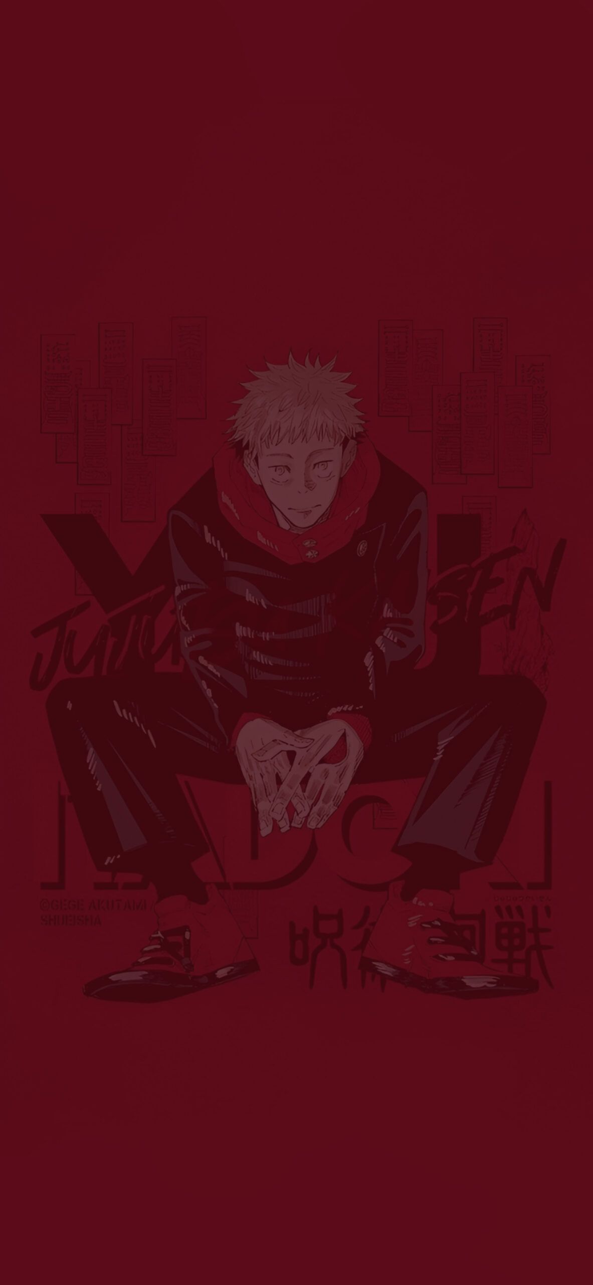 1183x2560 Yuji Itadori Red Wallpaper Kaisen Anime Wallpaper
