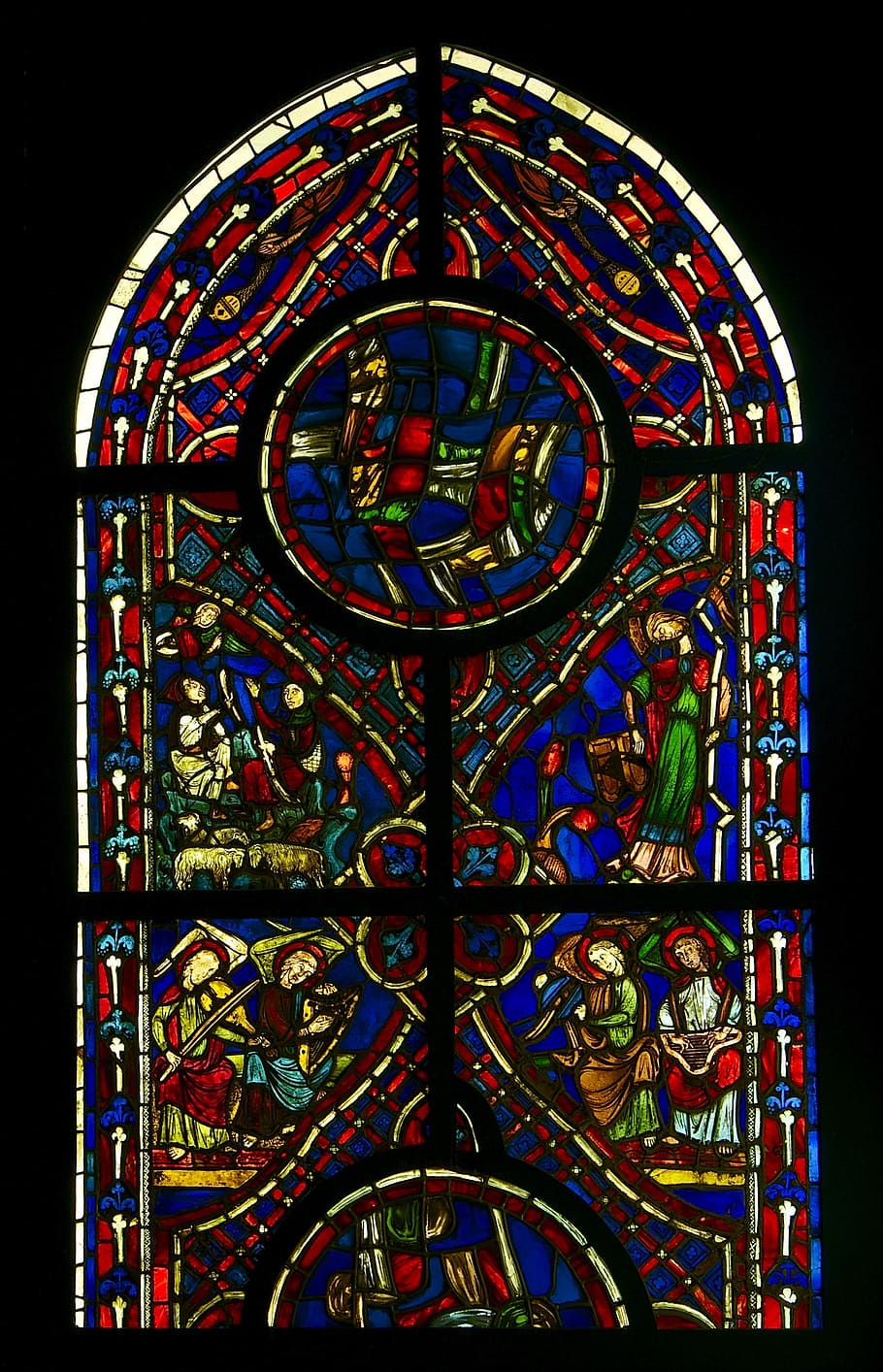 910x1414 HD Wallpaper: Stained Glass, Window, Gothic, Church, Varennes Jarcy, île De France