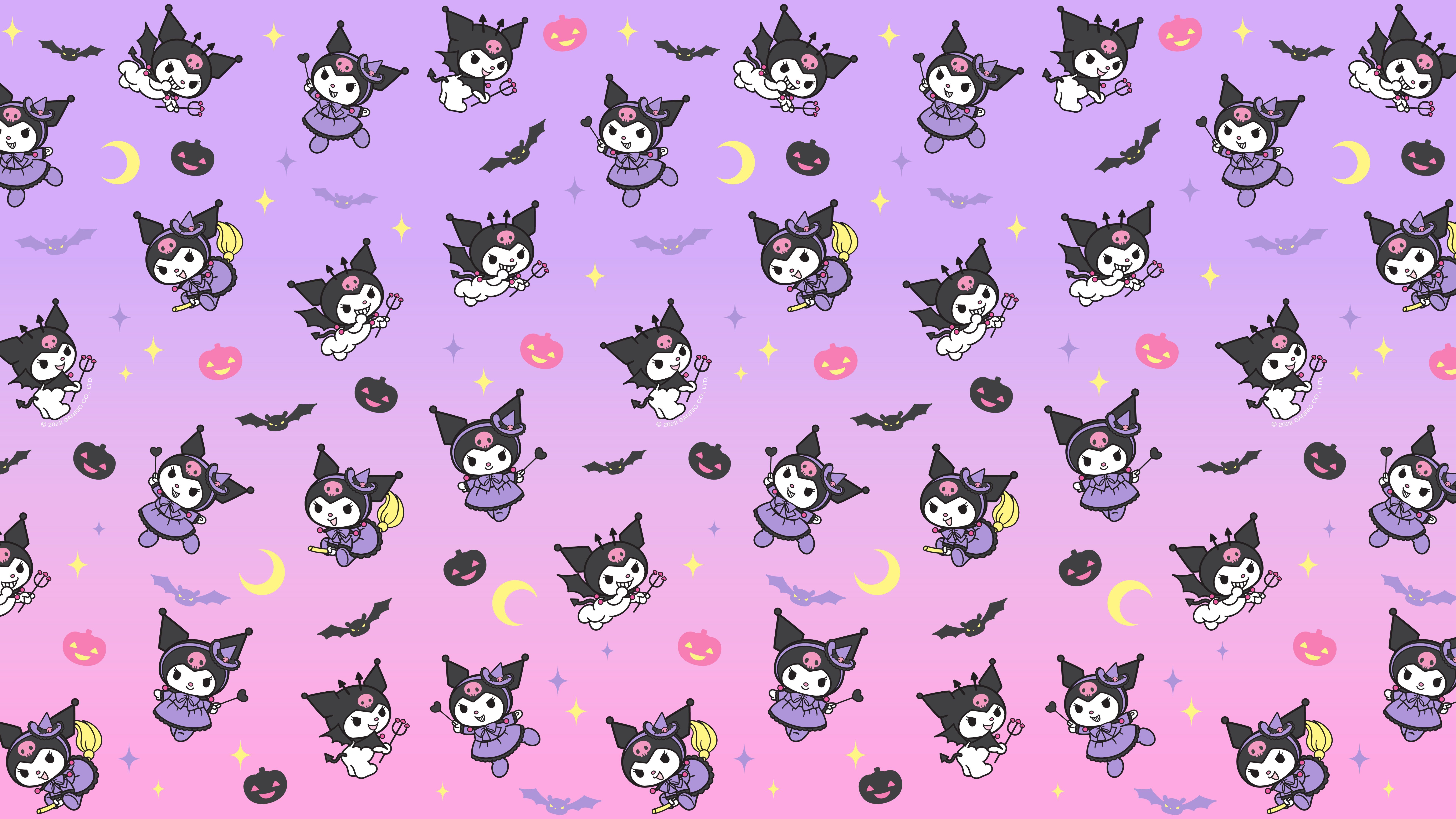 7680x4320 Kuromi Hello Kitty Pattern Design Wallpaper 4K for Desktop