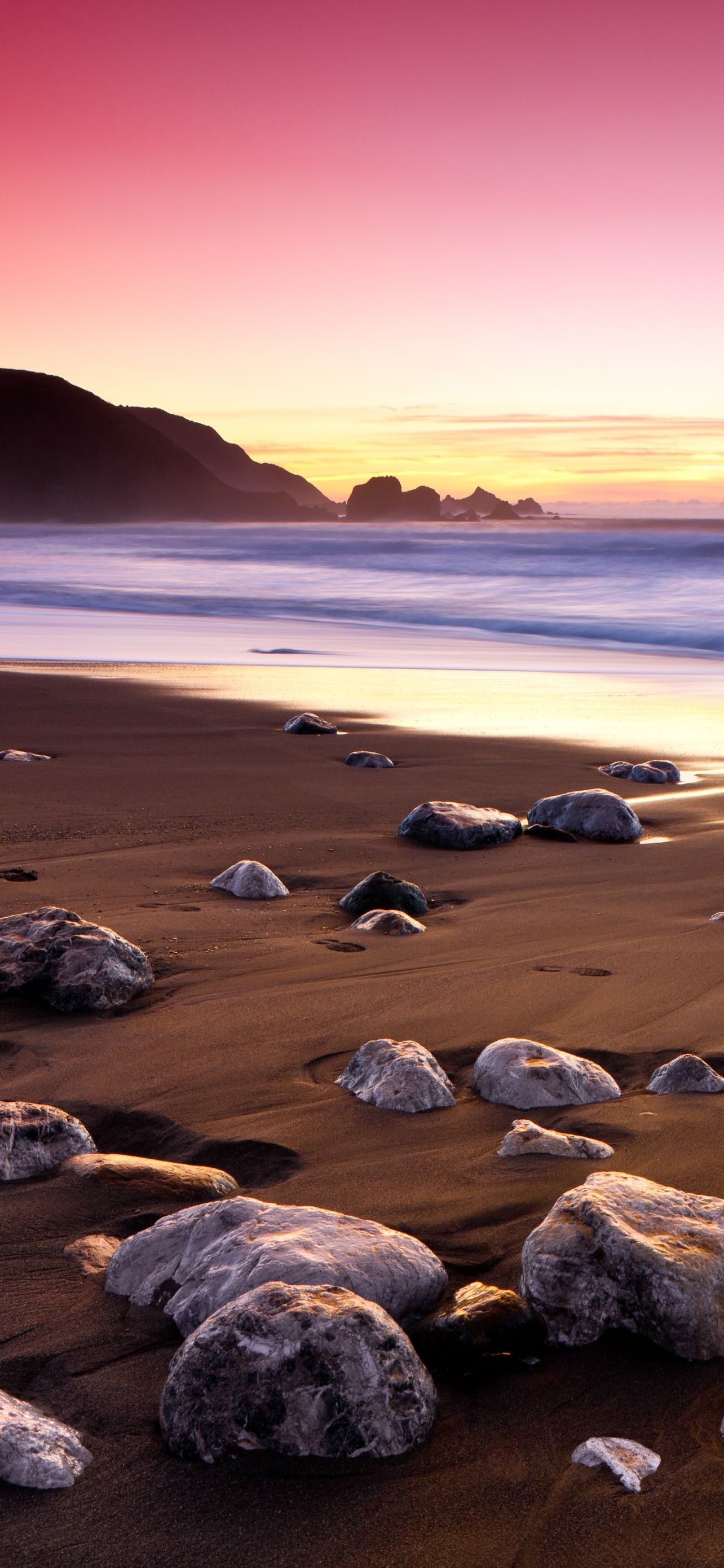 1284x2778 Sunset Ocean Pink Sky Rockaway Beach Landscape Seascape