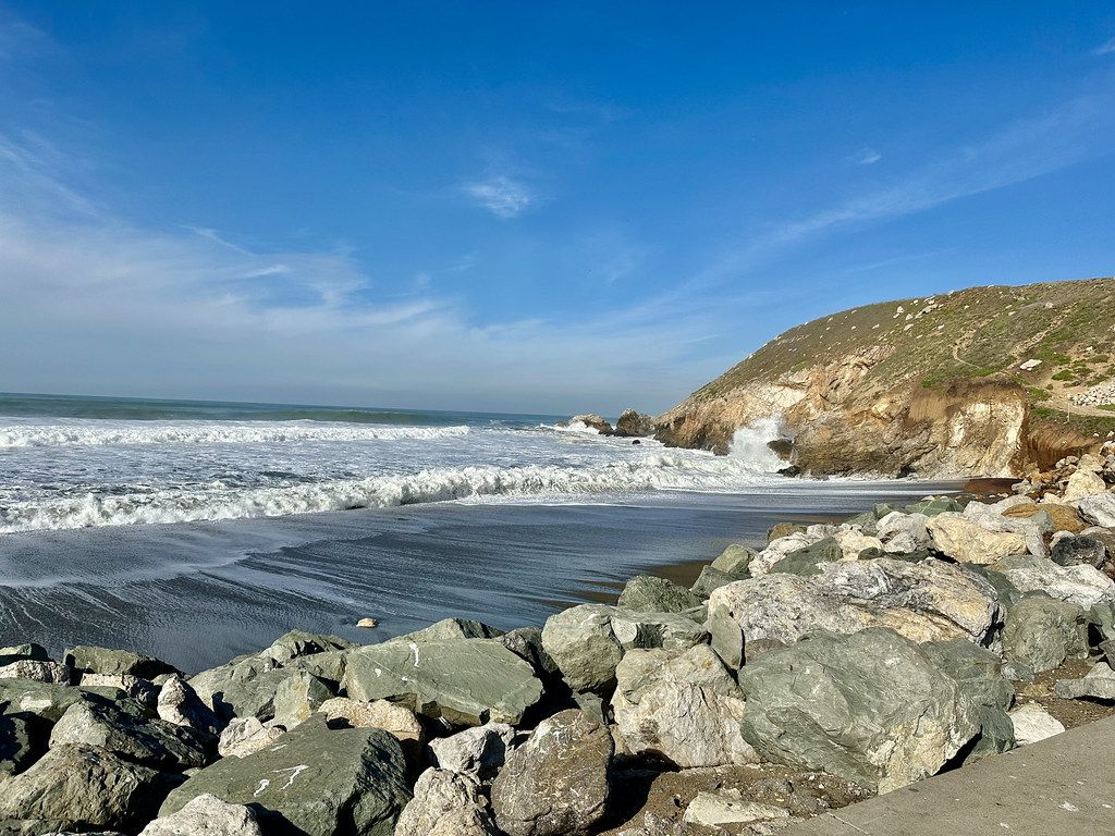 1024x768 ROCKAWAY BEACH, PACIFICA, CA. The word beach suggests an in
