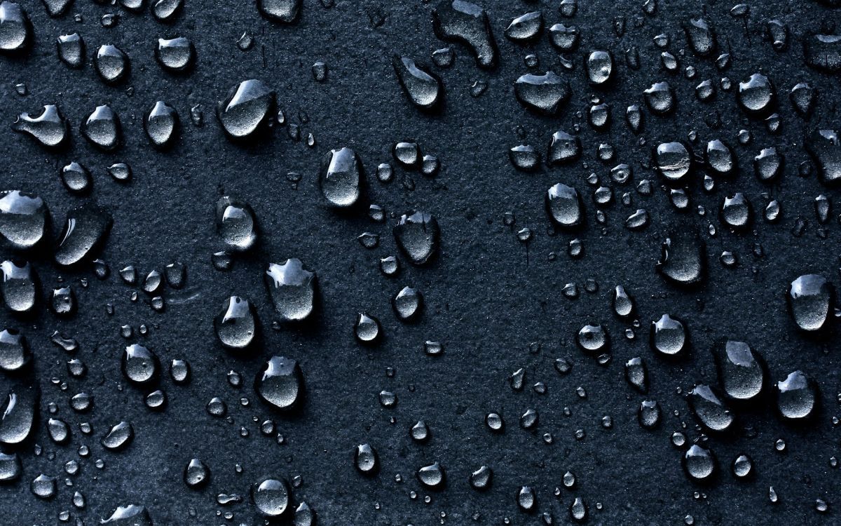 1200x750 Wallpaper Water Droplets on Black Surface, Background Free Image