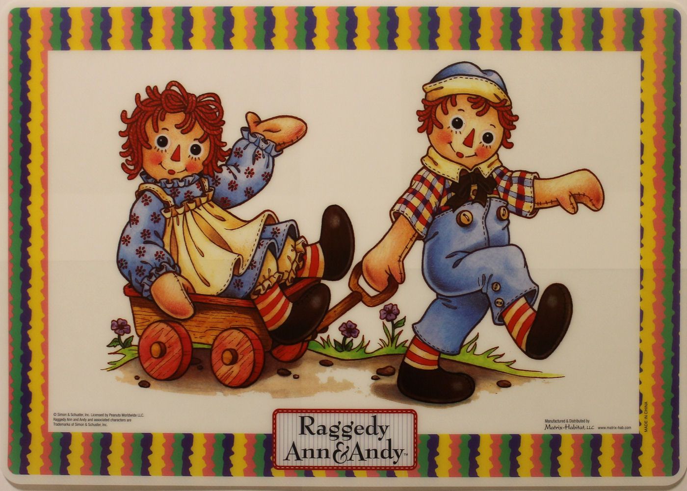 1400x1002 Raggedy Ann & Andy Placemat Andy Pulling Ann in Wagon. SALE