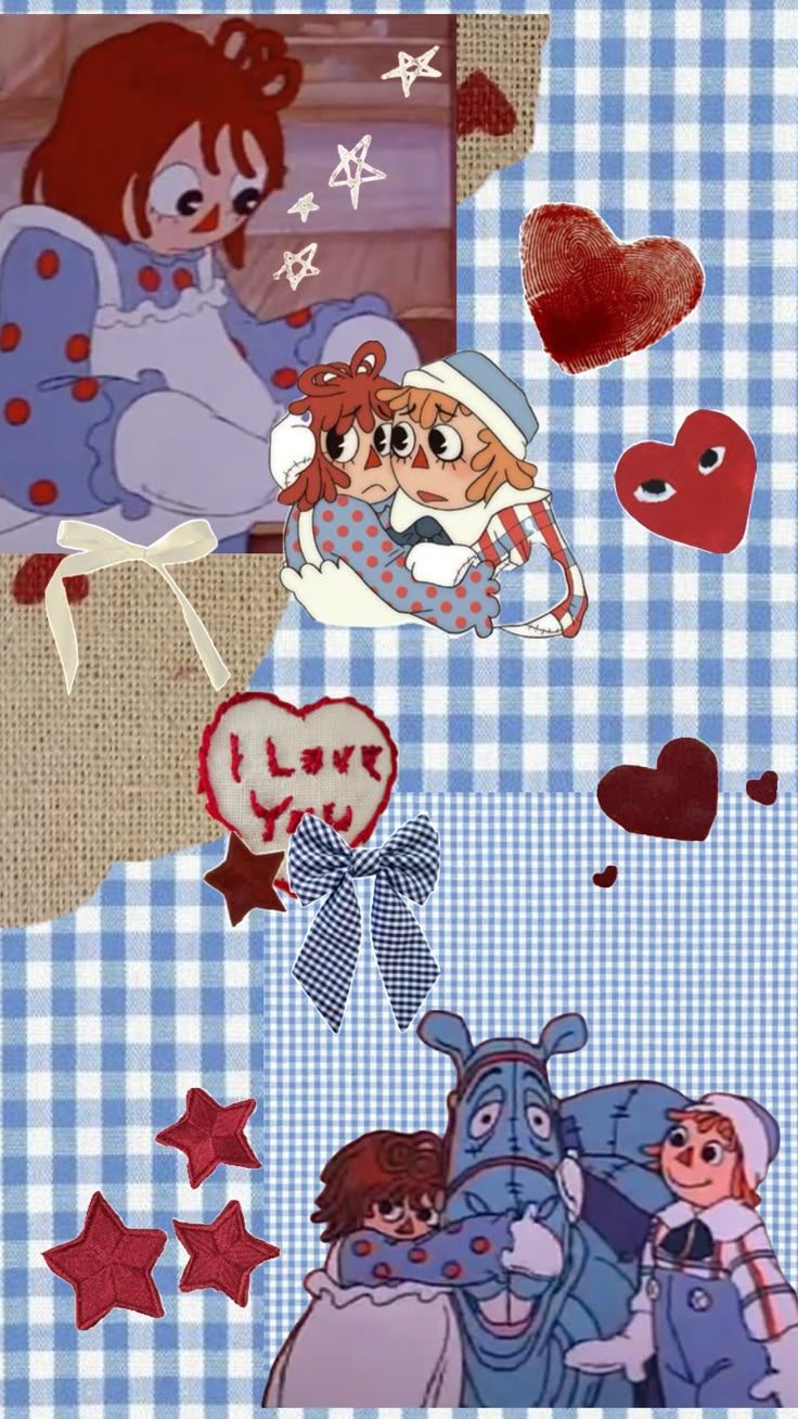 736x1308 Check out betsybrasset's Shuffles #raggedyann #raggedyandy #blue #red. Ragedy ann, Rageddy ann, Cartoon lovers