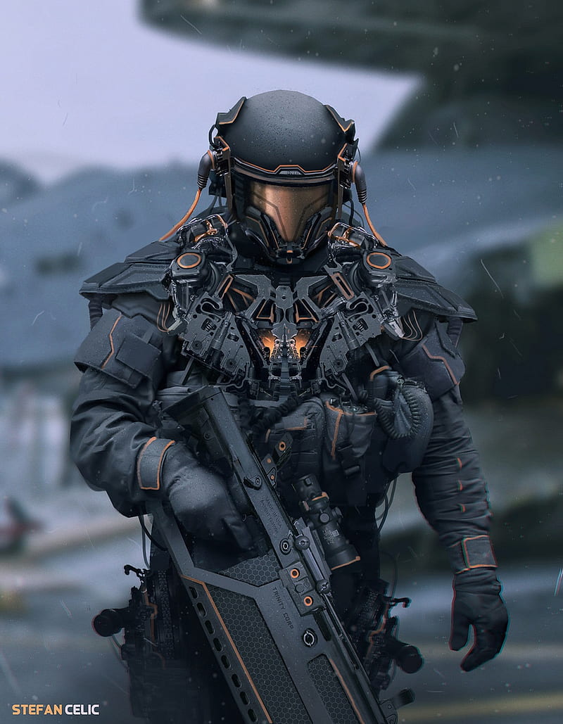800x1029 Soldier, 3D, fantasy art, military, weapon, futuristic, Stefan Celic, Elite, HD phone wallpaper