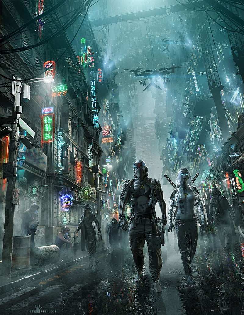 800x1035 Cyber, cyberpunk, science fiction, digital art, HD phone wallpaper