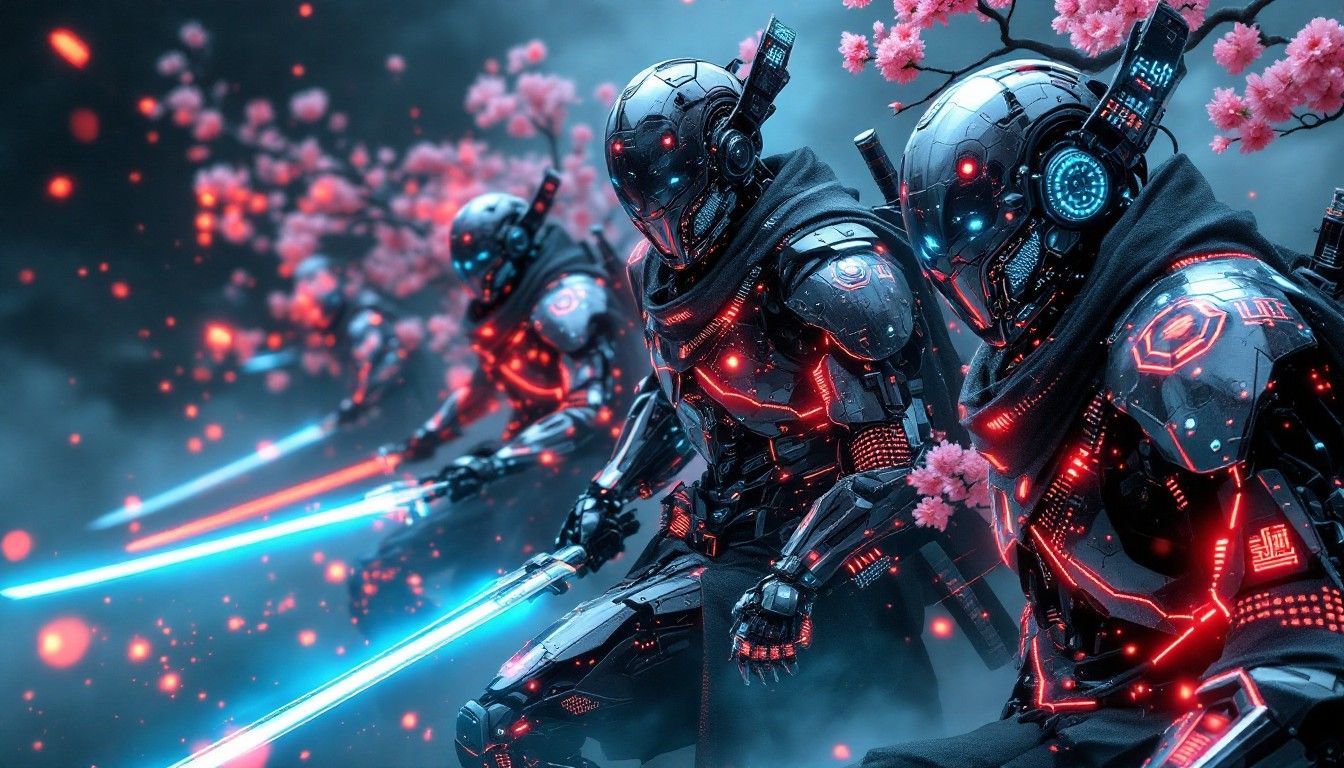 1344x768 Free Cyber Ninja Warriors Image, Ninja, Robot