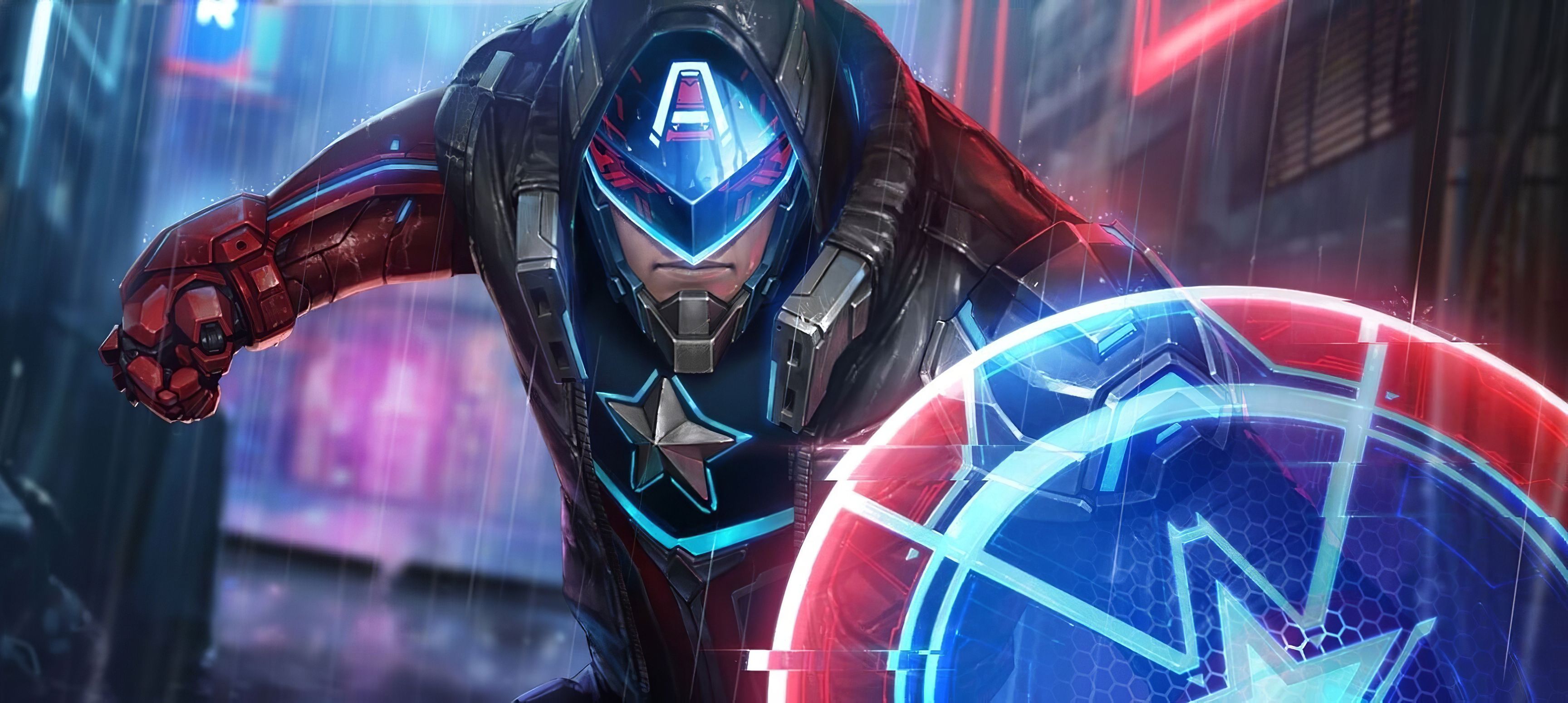 3456x1550 Cyber Captain America Marvel Future Fight Wallpaper, HD Superheroes Wallpaper, 4k Wallpaper, Image, Background, Photos and Picture