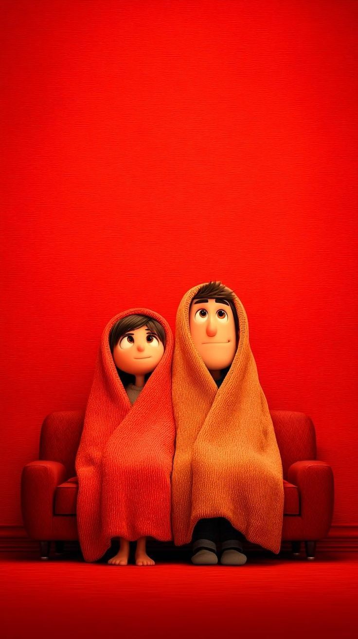 736x1313 Claymation wallpaper. Couple 3D wallpaper, Snuggle season, Cutesy cartoon
