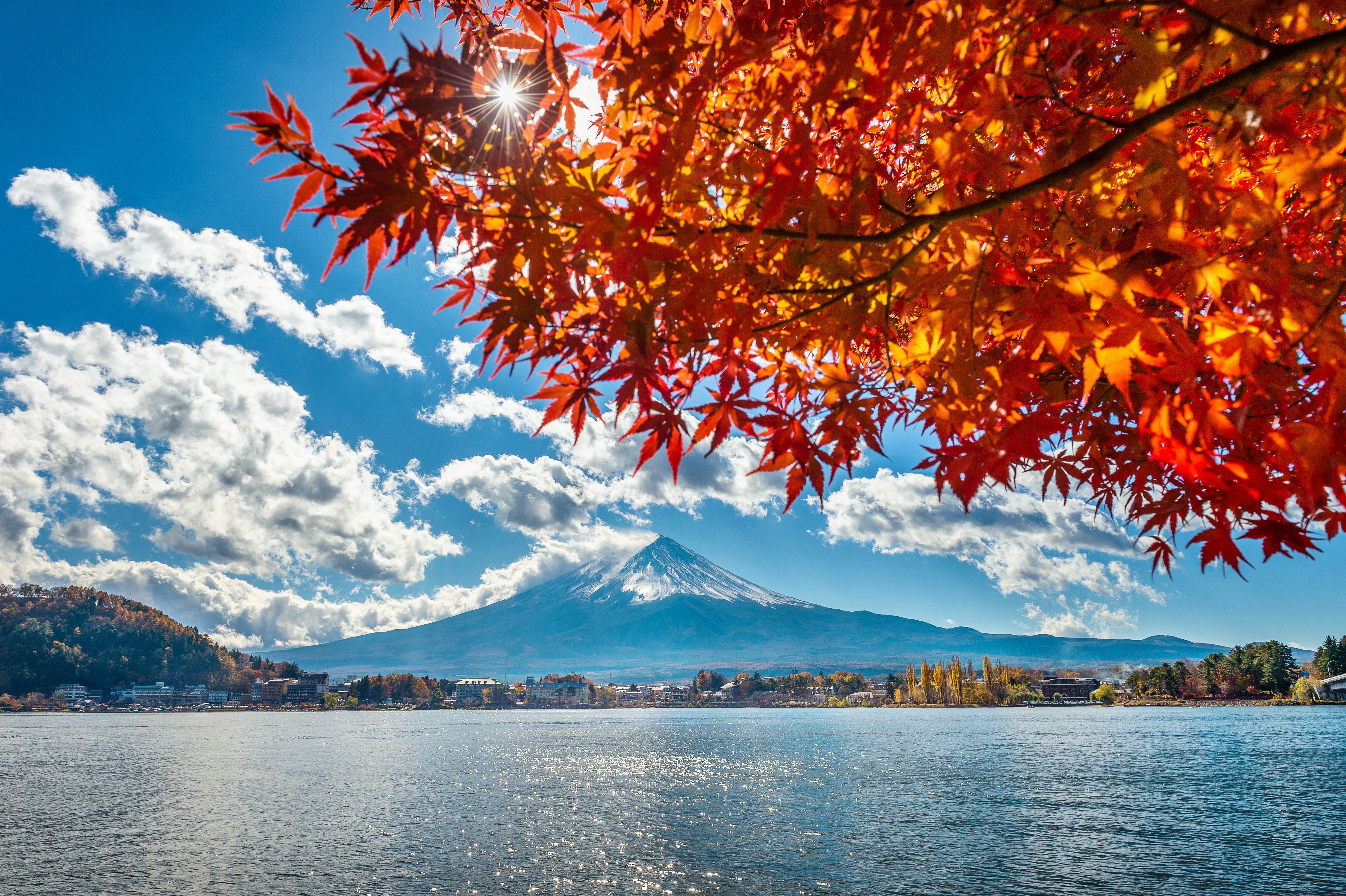 4928x3280 Wallpaper autumn, leaves, lake, Japan, Japan, mount Fuji, landscape, autumn for mobile and desktop, section пейзажи, resolution 4928x3280