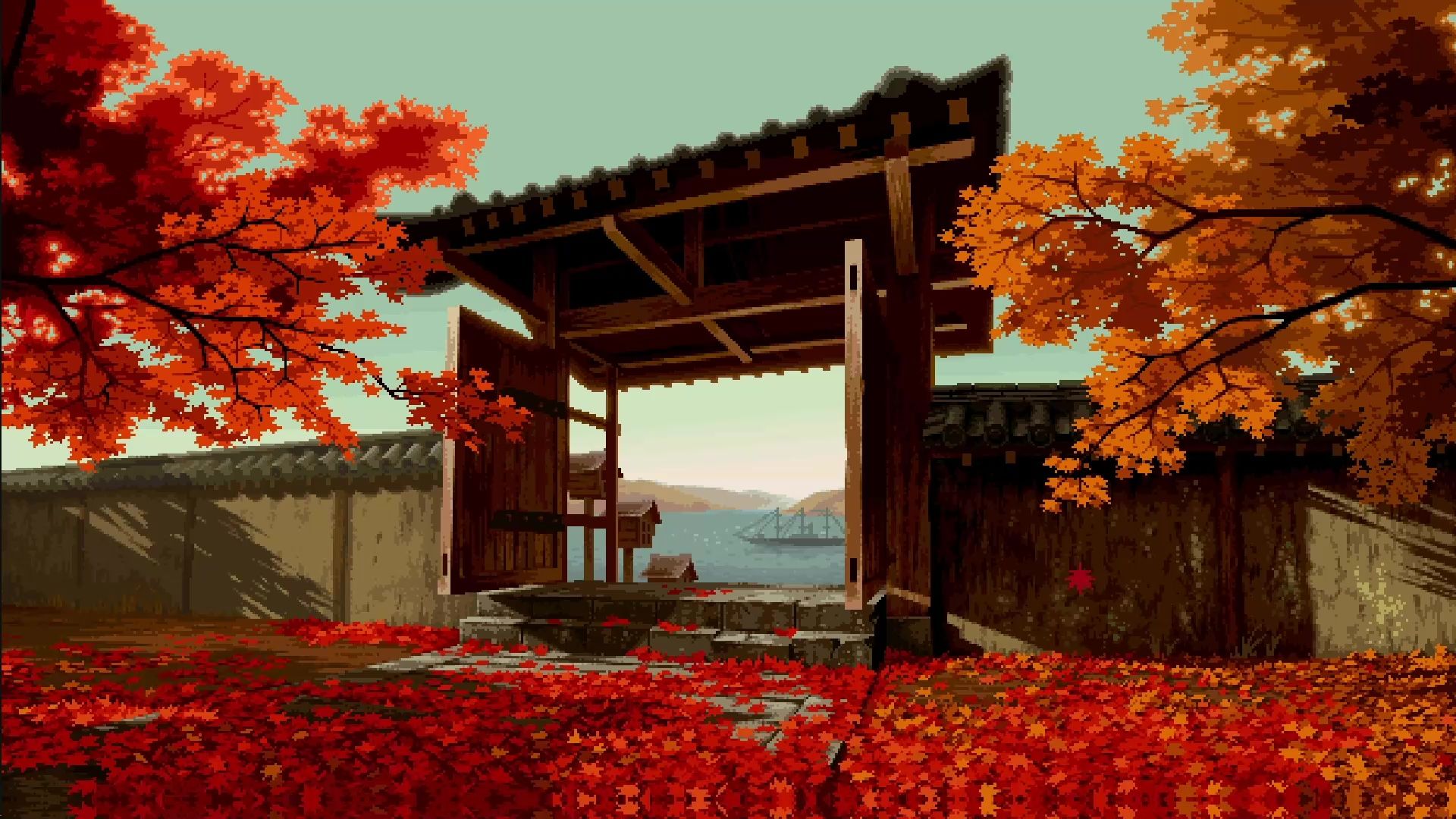 1920x1080 Autumn Japanese Garden Pixel Live Wallpaper