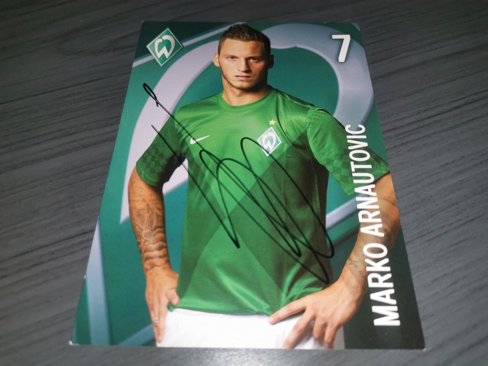 1600x1200 Marko Arnautovic hand signed Werder Bremen autograph card